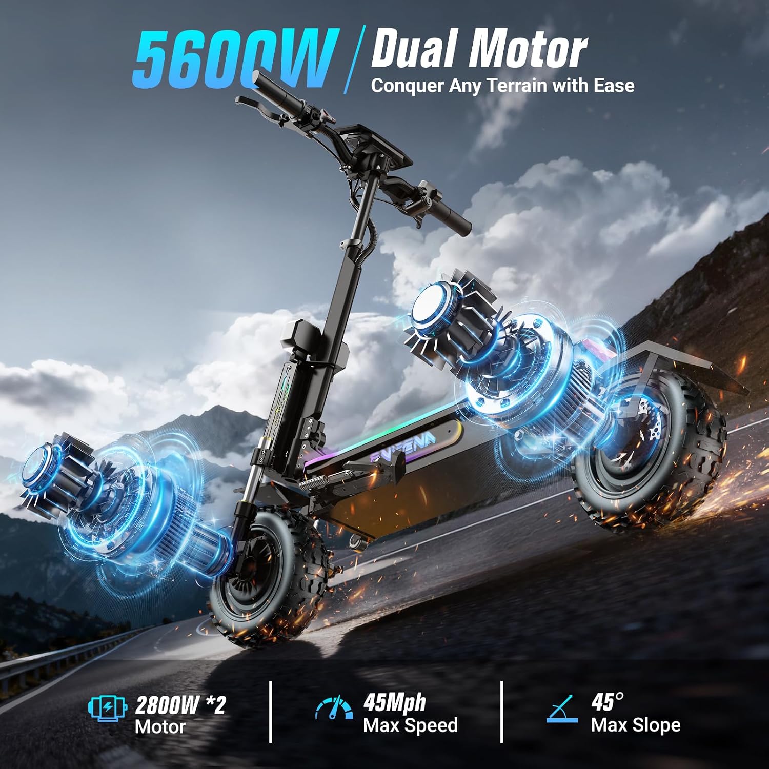60V 5600W Dual Motor Electric Scooter - Patinetes eléctricos para adultos: 5600 W,