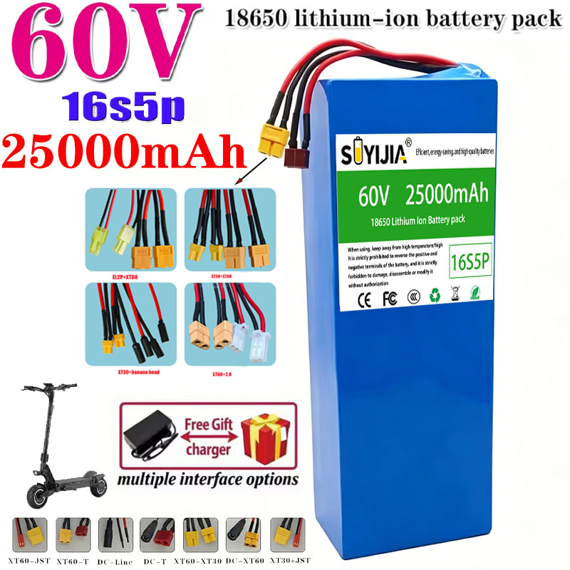 60V 30Ah Electric Scooter Battery - Batería de Litio para Moto, Scooter