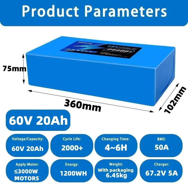 Paquete de baterías de litio 2 - 60V 30Ah Electric Scooter Battery reseña y precio