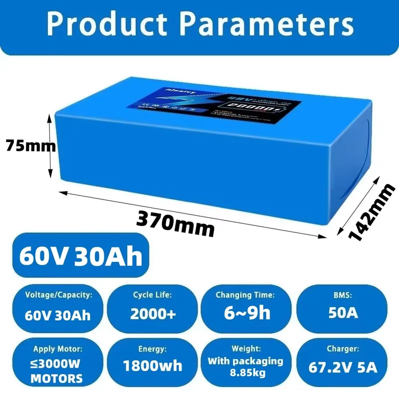 Paquete de baterías de litio 2 - 60V 30Ah Electric Scooter Battery reseña y precio